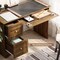 Costway Vintage Computer Desk Home Office Study Table Spacious Workstation with 3 Drawers Brown